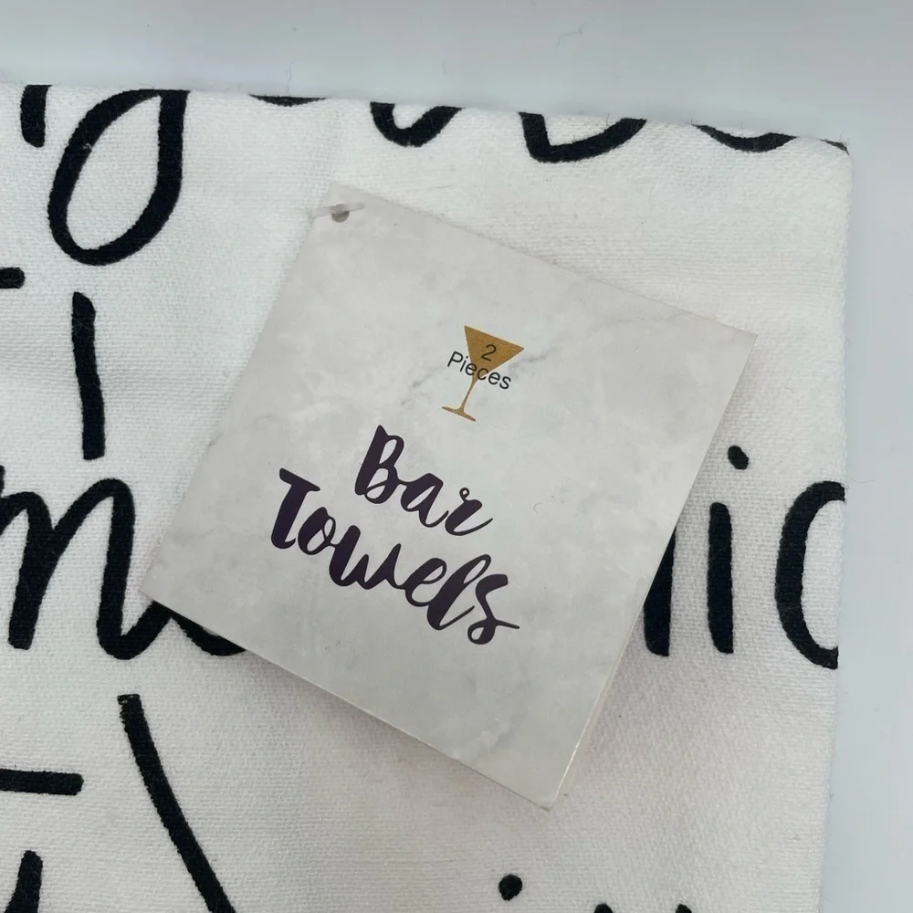 Moscow Mule & Mojito Recipe White And Black Bar Towels- NWT